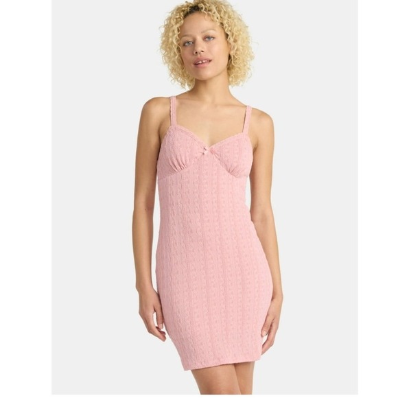No Boundaries Lace Trim Cable Knit Coquette Mini Dress Rose‎ Pink M (8-10) NWT - Picture 12 of 13